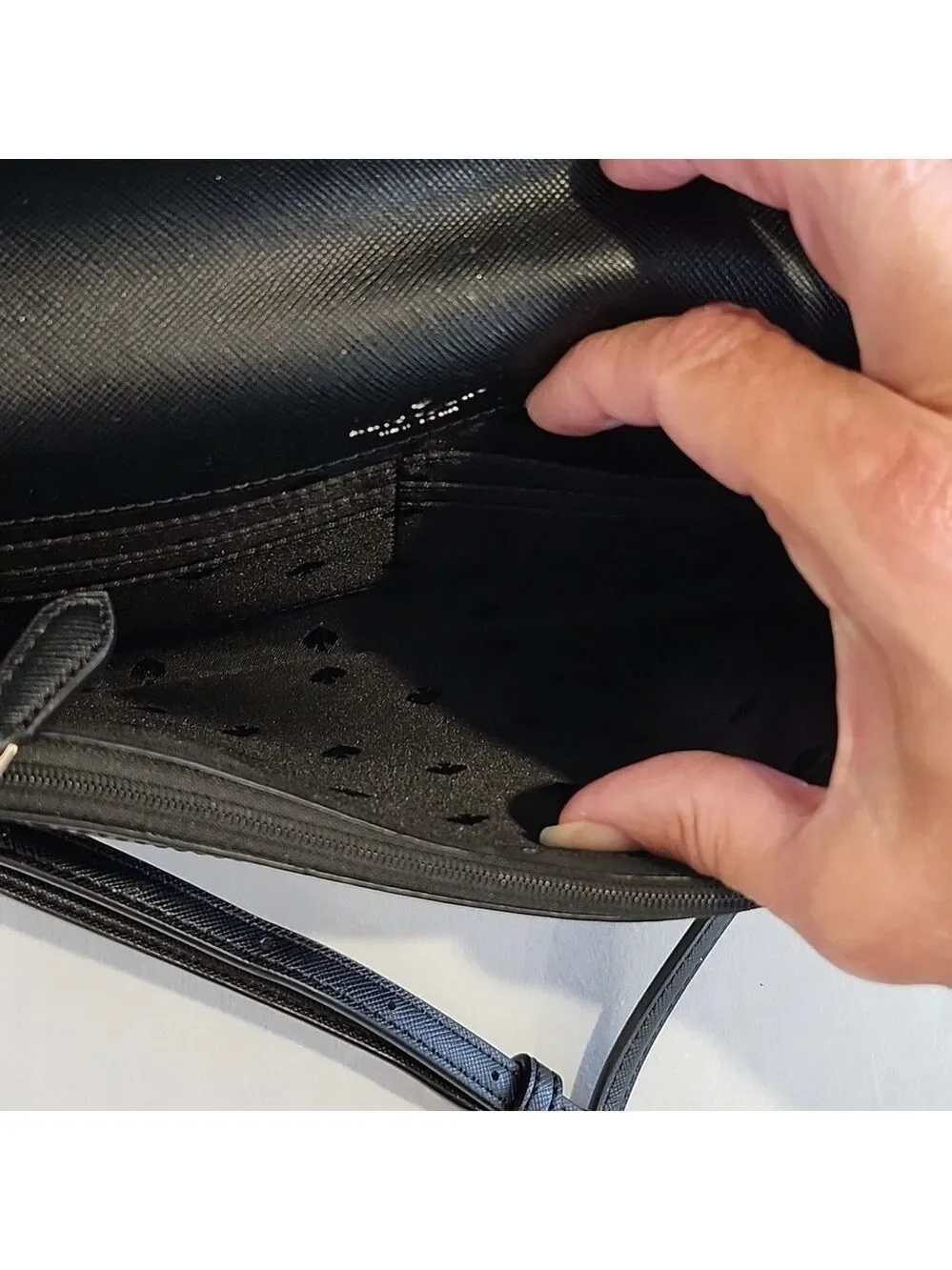 Kate Spade New York Tinsel Flap Crossbody Bag Black Glitter Removeable Strap